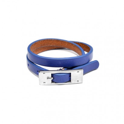 Leather Double rod - blue