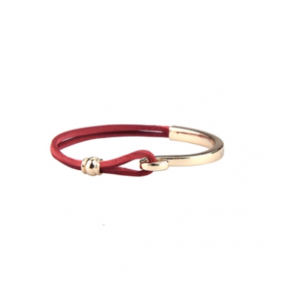 Half Ring Leather Bracelet - red