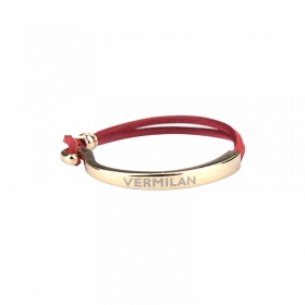 Half Ring Leather Bracelet - red
